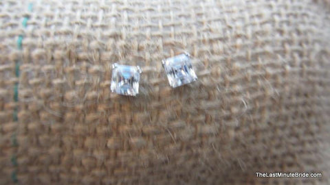 Square Cubic Zirconia Stud Earrings