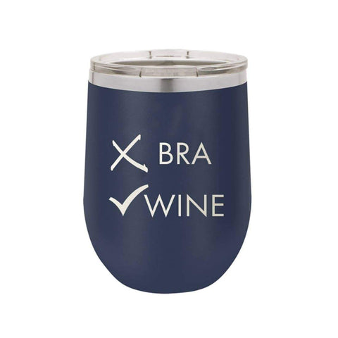 Navy Check Wine 12oz Insulated Tumbler