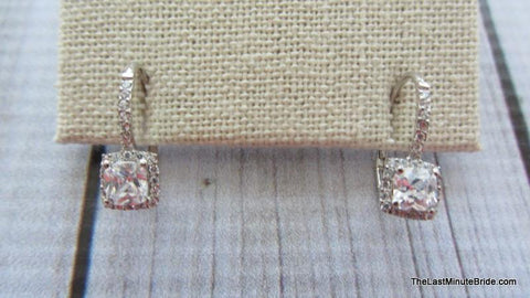 Pave Style Cubic Zirconia Drop Earrings - 799943