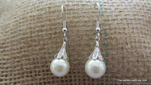 Cubic Zirconia and Pearl Dangle Earrings