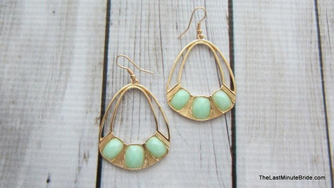 Gold and Mint Earrings
