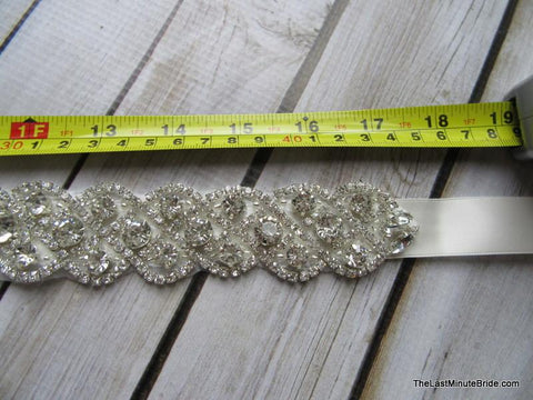 Crystal, Rhinestone & Pearl Bridal Belt Style: Miami, 17 inches