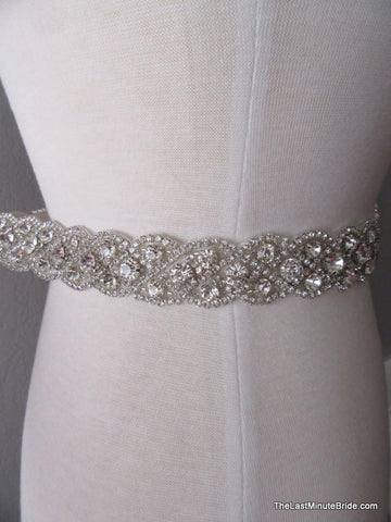 Crystal, Rhinestone & Pearl Bridal Belt Style: Miami, 33 inches