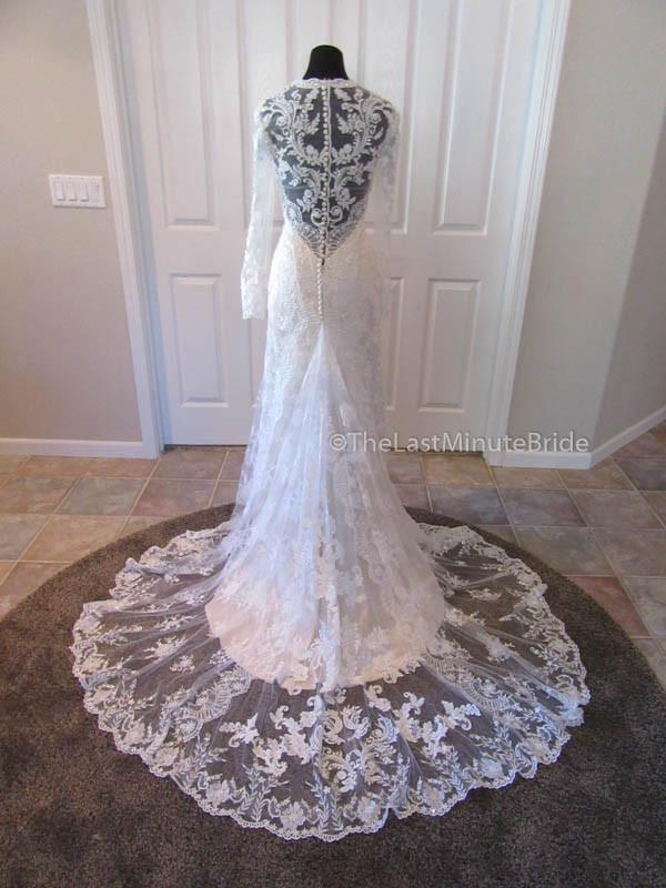 casablanca long sleeve wedding dress Casablanca 2356 Lace Fit and Flare Bodice Long Sleeve Plunging Sweetheart Neckline Low Back Long Wedding Gown 8 / SBNI