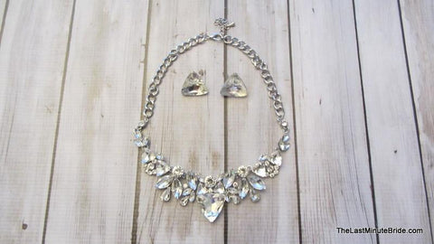Clear Crystal Statement Necklace & Earring Set