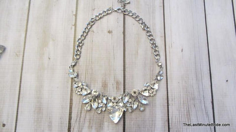 Clear Crystal Statement Necklace & Earring Set