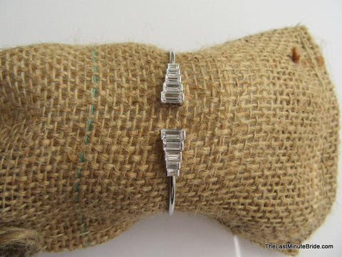 Cubic Zirconia Cuff Bracelet - Graduated Emerald Cut
