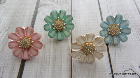 Rhinestone Flower Stretch Ring (more colors)