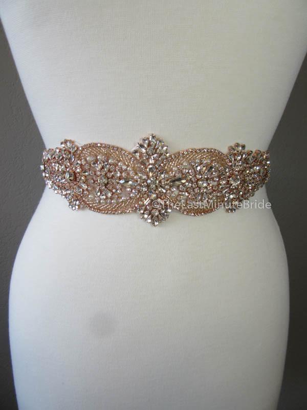 Rhinestone Bridal Belt Style: Madrid - Rose Gold - The Last Minute Bride Rhinestone Bridal Belt Style: Madrid - Rose Gold - The Last Minute Bride