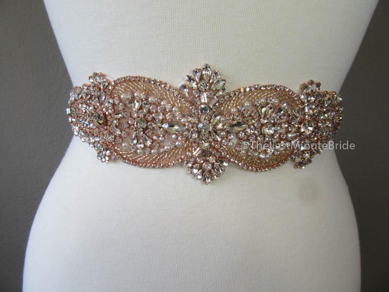 Rhinestone Bridal Belt Style: Madrid - Rose Gold - The Last Minute Bride Rhinestone Bridal Belt Style: Madrid - Rose Gold - The Last Minute Bride