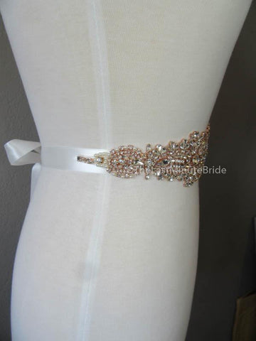 Rhinestone Bridal Belt Style: Madrid - Rose Gold