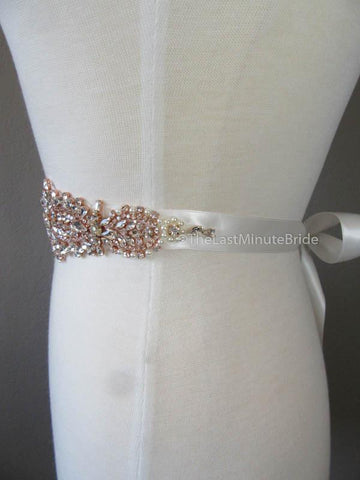 Rhinestone Bridal Belt Style: Madrid - Rose Gold