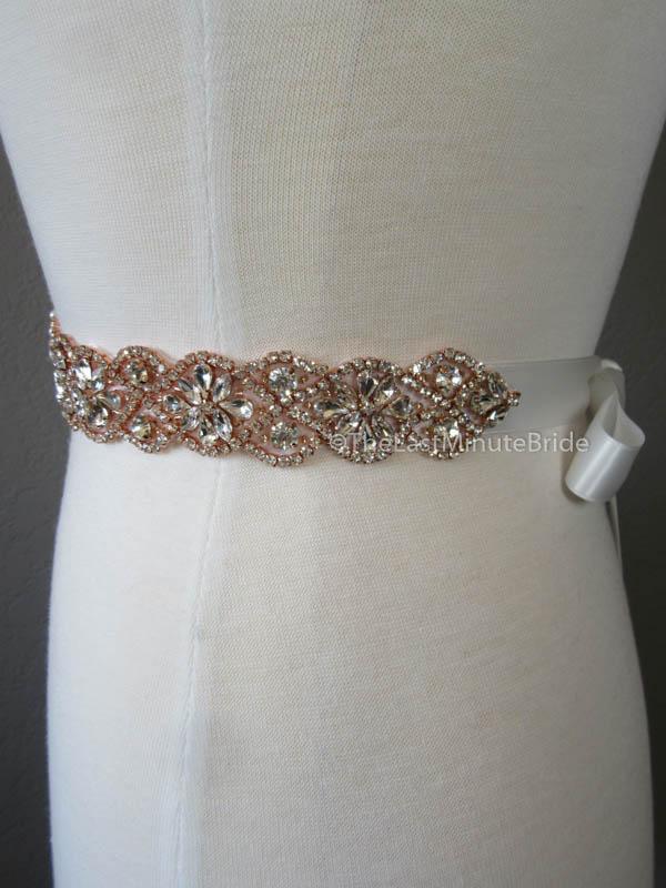Crystal, Rhinestone & Pearl Bridal Belt Style: Miami, 17 inches, Rose - The  Last Minute Bride