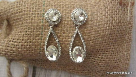 Crystal & Pave Rhinestone Dangle Earrings