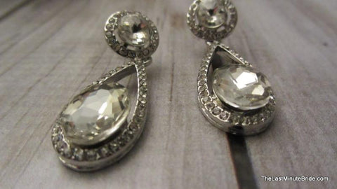 Crystal & Pave Rhinestone Dangle Earrings