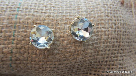 Crystal Round Button Earrings (more colors)