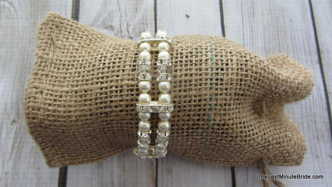 2 Strand Swarovski Crystal and Pearl Bracelet