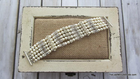 5 Strand Swarovski Crystal & Pearl Bracelet