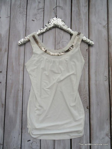 White Embellished Tank (S - Lg available)