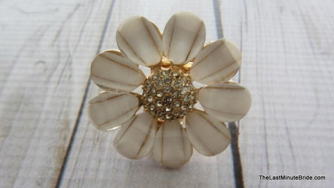 Rhinestone Flower Stretch Ring (more colors)