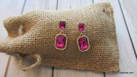 Rectangle Cushion Cut Dangle Earrings (more colors)