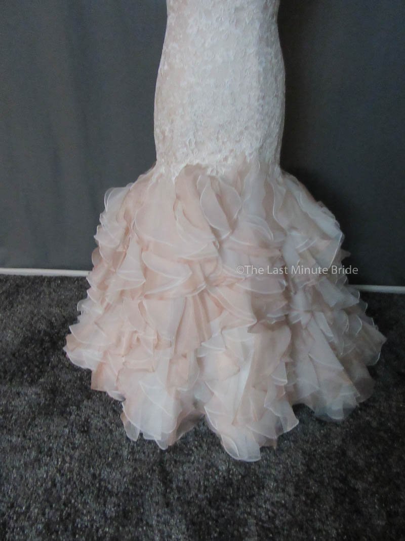 david tutera pink wedding dress David Tutera Ivory Tea Rose Embroidered Strapless Wedding Gown Size 14 $1600