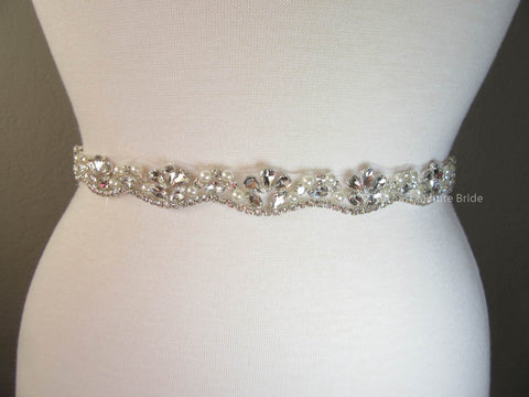 Rhinestone Bling Bridal Belt Style: Dallas  Silver