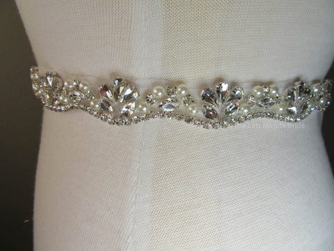 Rhinestone Bling Bridal Belt Style: Dallas  Silver